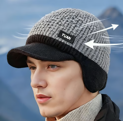 Windproof Thermal Cap with Visor and Ear Flaps
