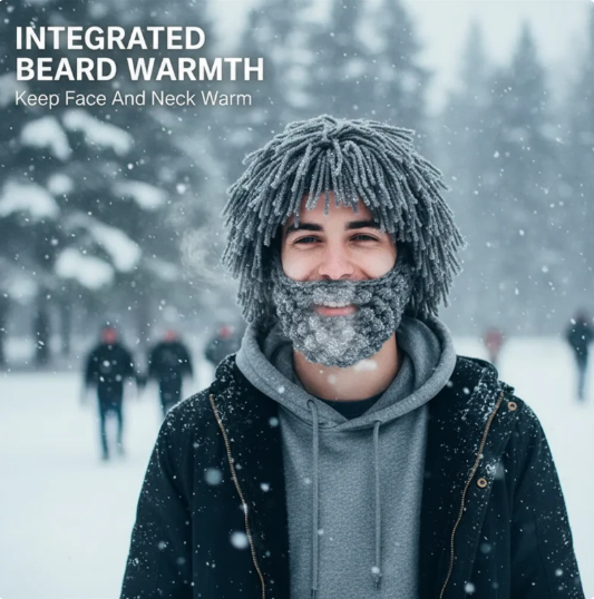 Winter Knit Wig and Beard Hat