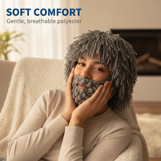 Winter Knit Wig and Beard Hat
