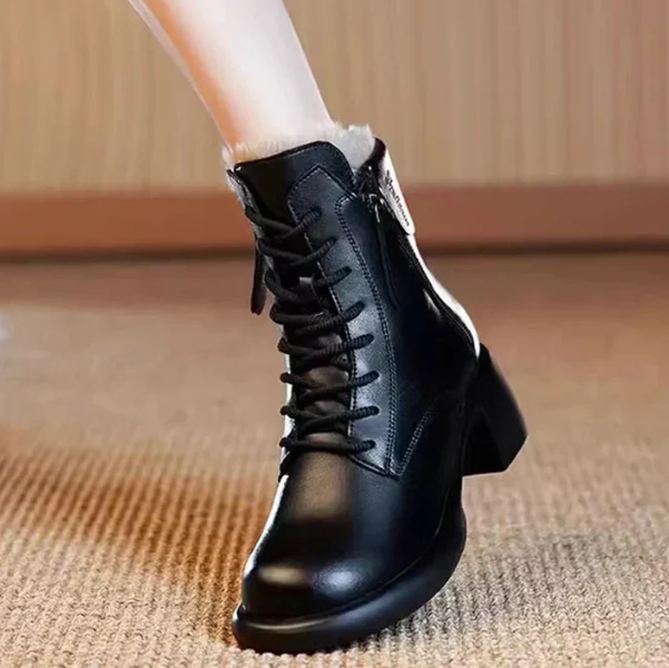 Women’s Retro Lace Up Side Zip Heel Ankle Boots