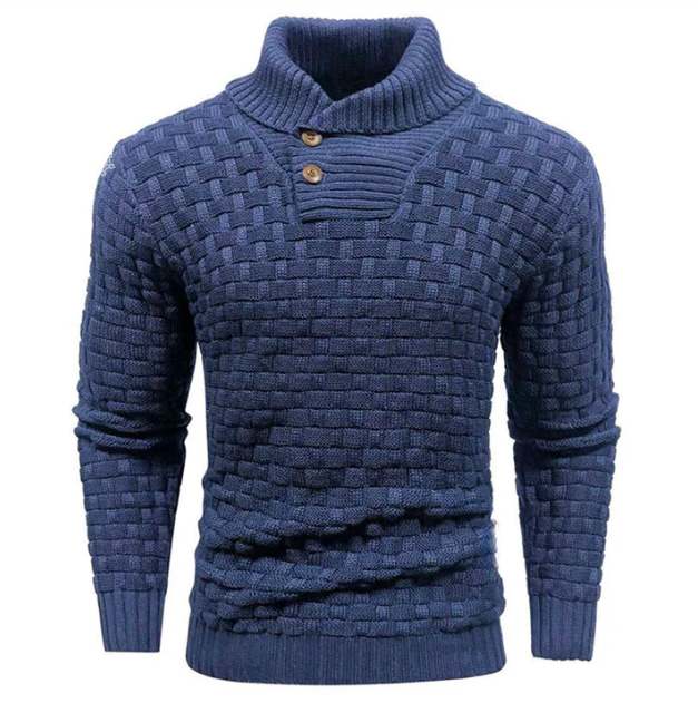 Men’s Basket-Weave Stand Collar Knit Jumper