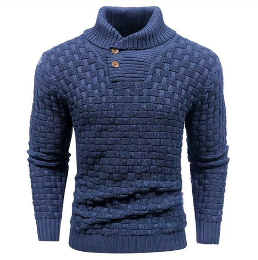 Men’s Basket-Weave Stand Collar Knit Jumper