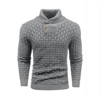 Men’s Basket-Weave Stand Collar Knit Jumper