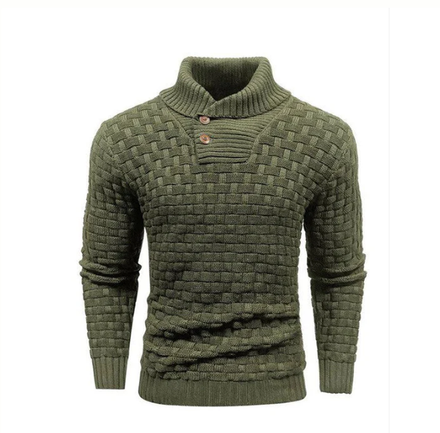 Men’s Basket-Weave Stand Collar Knit Jumper