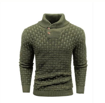 Men’s Basket-Weave Stand Collar Knit Jumper