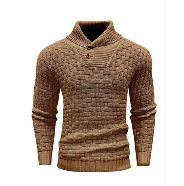 Men’s Basket-Weave Stand Collar Knit Jumper