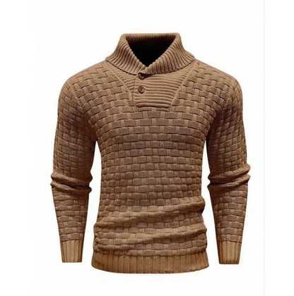 Men’s Basket-Weave Stand Collar Knit Jumper