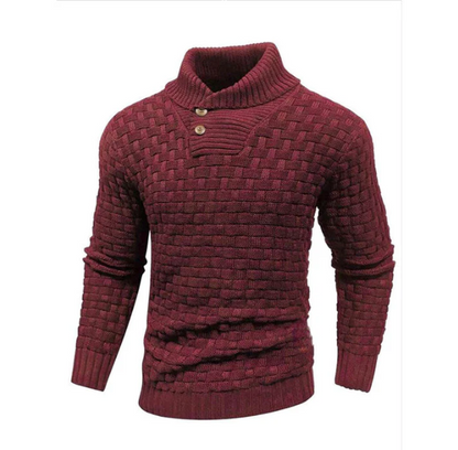 Men’s Basket-Weave Stand Collar Knit Jumper