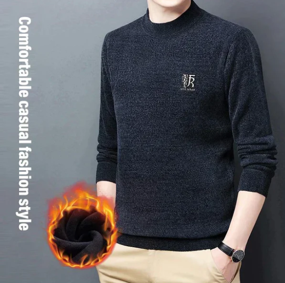 Men’s Fleece-Lined Chenille Knit Winter Jumper