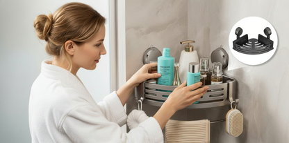 No Drill Corner Shower Shelves with Strong Suction Hold
