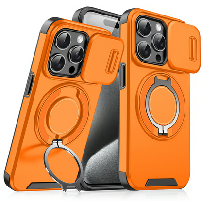 Slide Camera Cover Ring Kickstand Shockproof Case for iPhone 11/12/13/14/15/16/17 Series