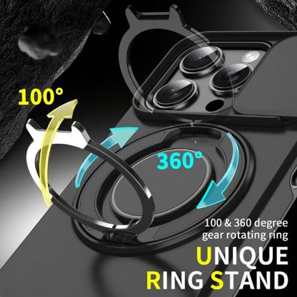 Slide Camera Cover Ring Kickstand Shockproof Case for iPhone 11/12/13/14/15/16/17 Series