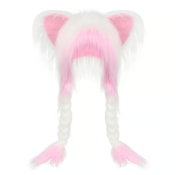 Soft Faux Fur Animal Ear Hat with Plush Braids