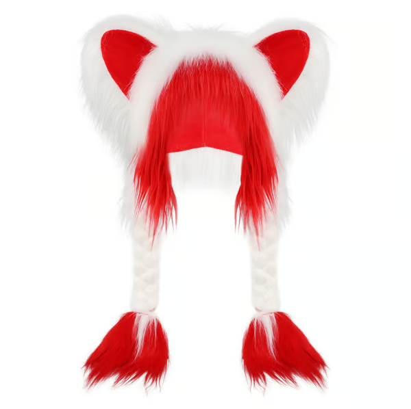 Soft Faux Fur Animal Ear Hat with Plush Braids