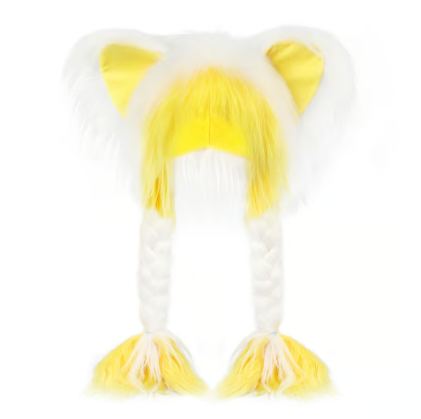 Soft Faux Fur Animal Ear Hat with Plush Braids