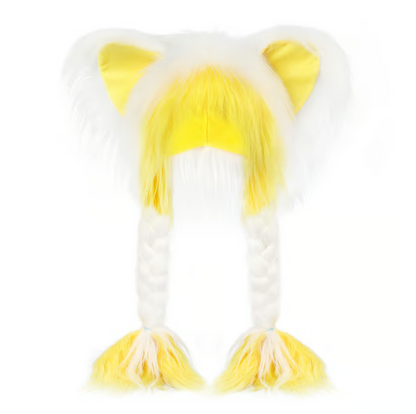 Soft Faux Fur Animal Ear Hat with Plush Braids