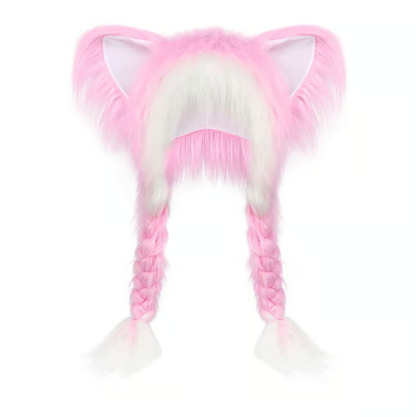 Soft Faux Fur Animal Ear Hat with Plush Braids