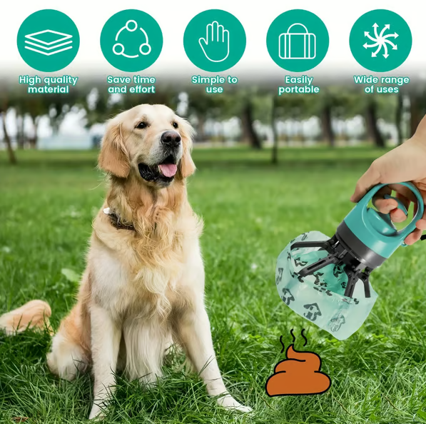 Portable Dog Waste Scooper with Built In Bag Dispenser
