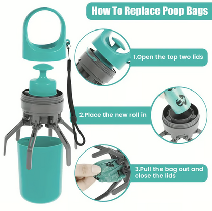 Portable Dog Waste Scooper with Built In Bag Dispenser