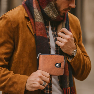 Men’s Vintage Compact Zip-Around Wallet