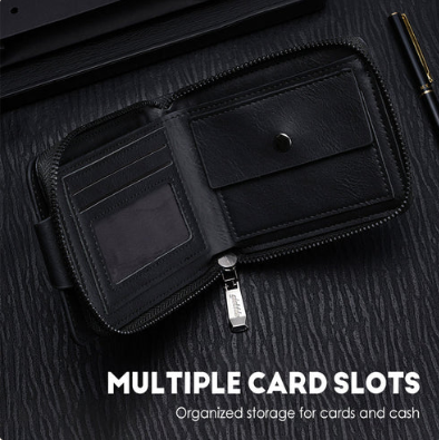 Men’s Vintage Compact Zip-Around Wallet