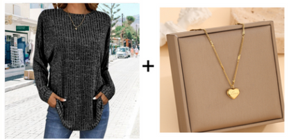 Women’s Soft Loose Fit Long Sleeve Knit Top