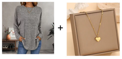 Women’s Soft Loose Fit Long Sleeve Knit Top