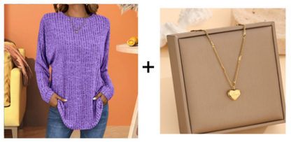 Women’s Soft Loose Fit Long Sleeve Knit Top