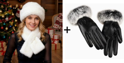 Fluffy Faux Fur Bucket Hat With Matching Scarf