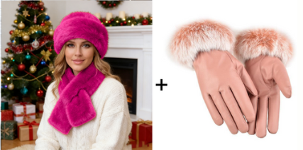 Fluffy Faux Fur Bucket Hat With Matching Scarf