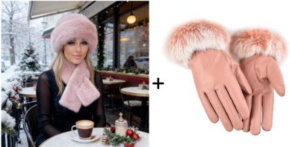 Fluffy Faux Fur Bucket Hat With Matching Scarf