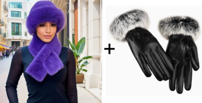 Fluffy Faux Fur Bucket Hat With Matching Scarf