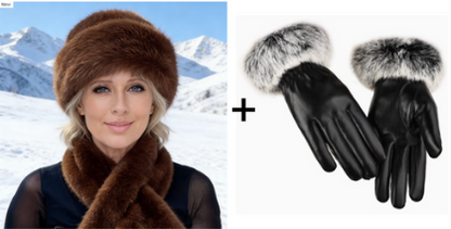 Fluffy Faux Fur Bucket Hat With Matching Scarf