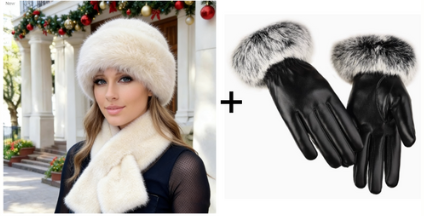 Fluffy Faux Fur Bucket Hat With Matching Scarf