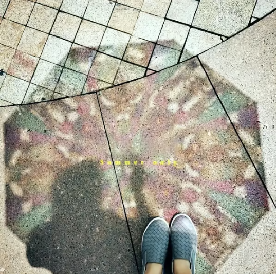 Automatic Clear Umbrella With Stained Glass Inspired Print