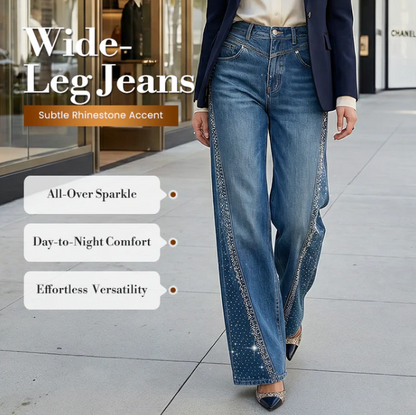 Women’s Rhinestone Detailed High Waist Wide Leg Jeans