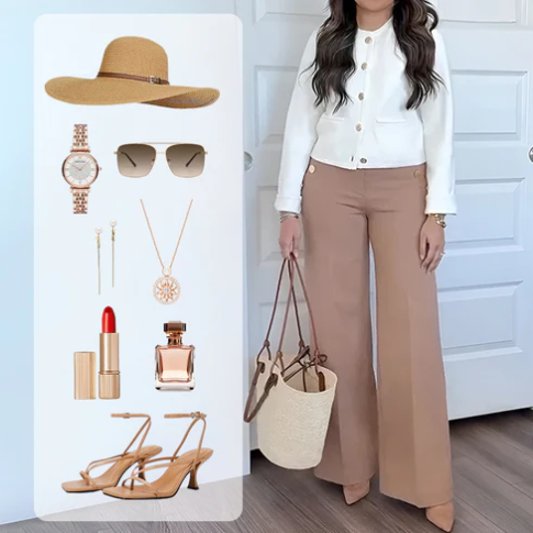 Women’s Plus Size High Waist Wide Leg Trousers