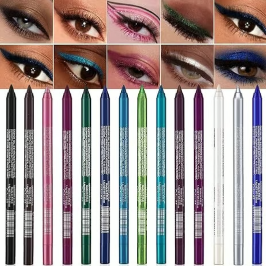 Women’s 14-Piece Waterproof Metallic Eyeliner Pencil Set