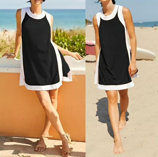 Women’s Colour Block Sleeveless Top And Shorts Two Piece Set
