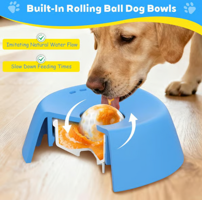 Liquid Treat Slow Feeder Dog Bowl With Rolling Ball