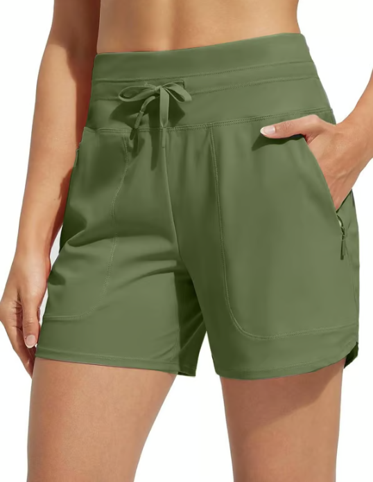 Women’s 5" High Waisted Swim Board Shorts With Built-In Liner