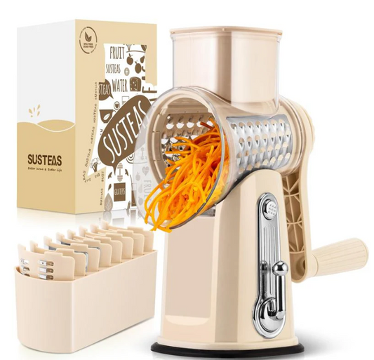 5-in-1 Rotary Vegetable Slicer & Cheese Grater With Suction Base