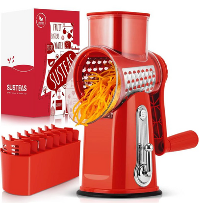 5-in-1 Rotary Vegetable Slicer & Cheese Grater With Suction Base