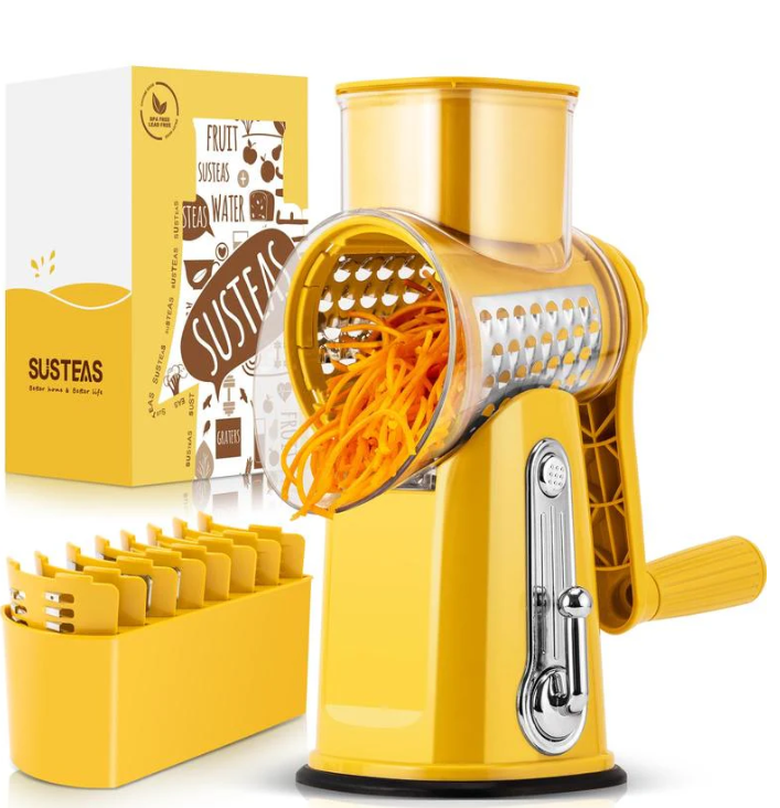 5-in-1 Rotary Vegetable Slicer & Cheese Grater With Suction Base