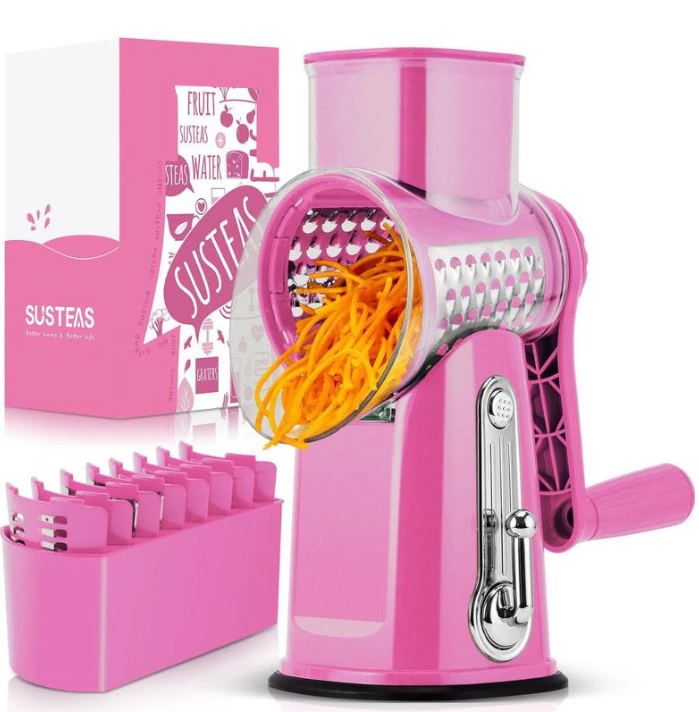 5-in-1 Rotary Vegetable Slicer & Cheese Grater With Suction Base