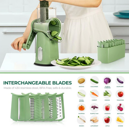 5-in-1 Rotary Vegetable Slicer & Cheese Grater With Suction Base