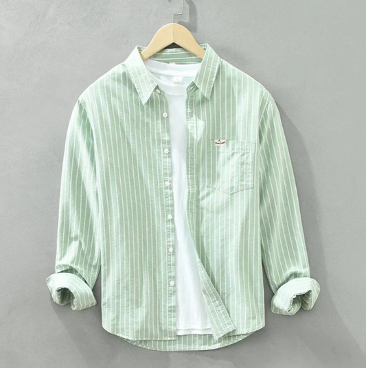 Men’s Breathable Striped Linen Shirt