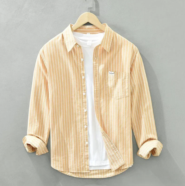 Men’s Breathable Striped Linen Shirt
