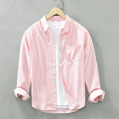 Men’s Breathable Striped Linen Shirt