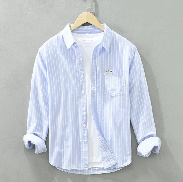 Men’s Breathable Striped Linen Shirt